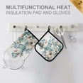 thumbnail image 3 of 2 PCS Oven Baking Gloves Set Heat Resistant Oven Mitt & Pot Holder Set Cooking Mitts Kitchen Home Supplies Snowman with Flowers Bird, 3 of 5