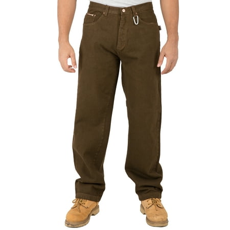 Khaki Color Jeans - Vibes Mens Relax Straight Brown Color Denim 5 Pocket Jeans Carabiner Clips On Belt Loop