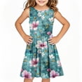 thumbnail image 2 of SGFCWSX Girls Sleeveless Dress Crew Neck Graphic Print A-Line Summer Party Dresses for Kids Multicolor Size 11-12 Years, 2 of 6