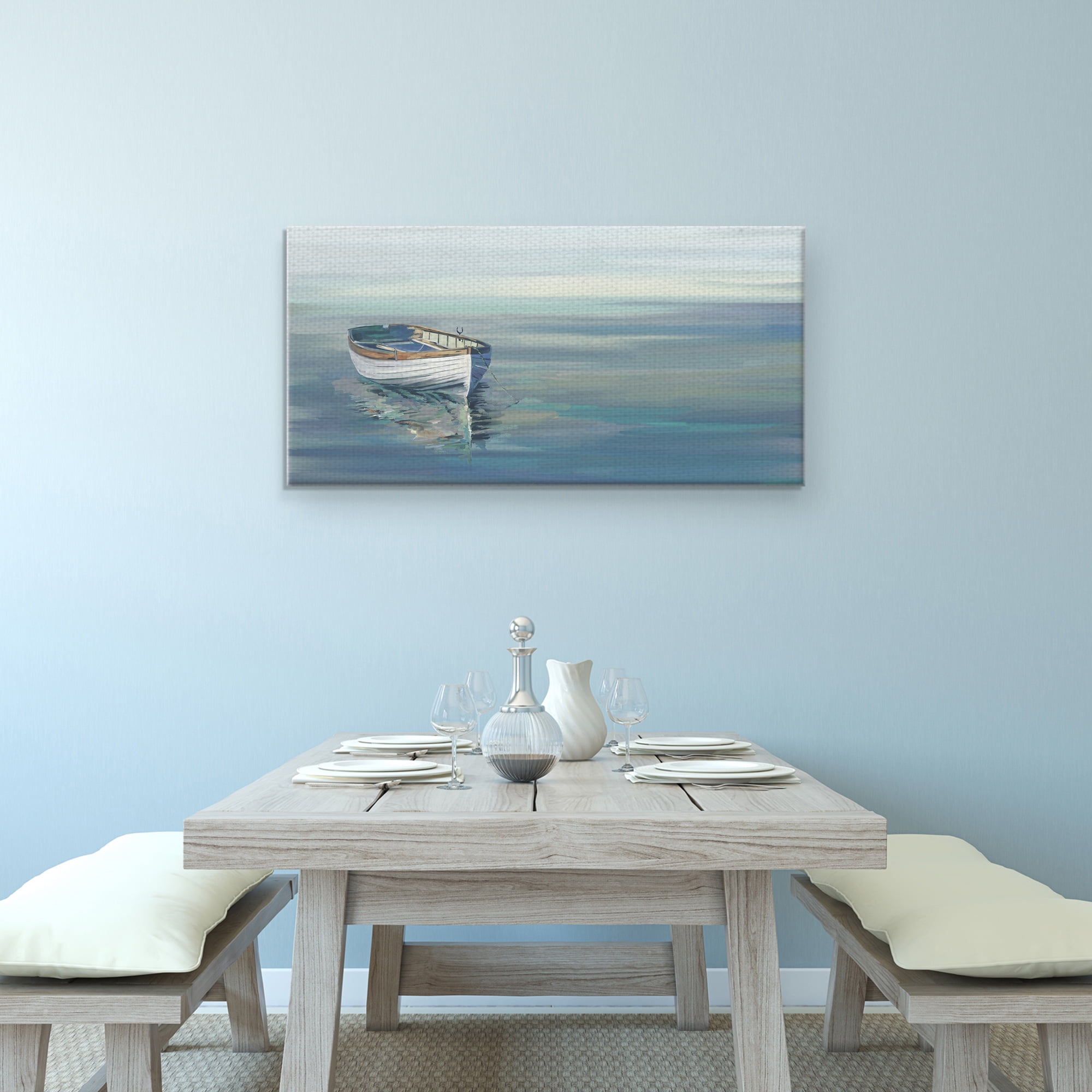 Masterpiece Art Gallery In The Moment Blue Lakeside by Studio Arts Canvas Art Print 17" x 34"