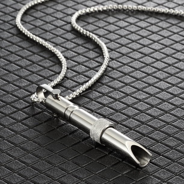 Colgante de meditación consciente con silbato de respiración ajustable, accesorio de collar de acero inoxidable
