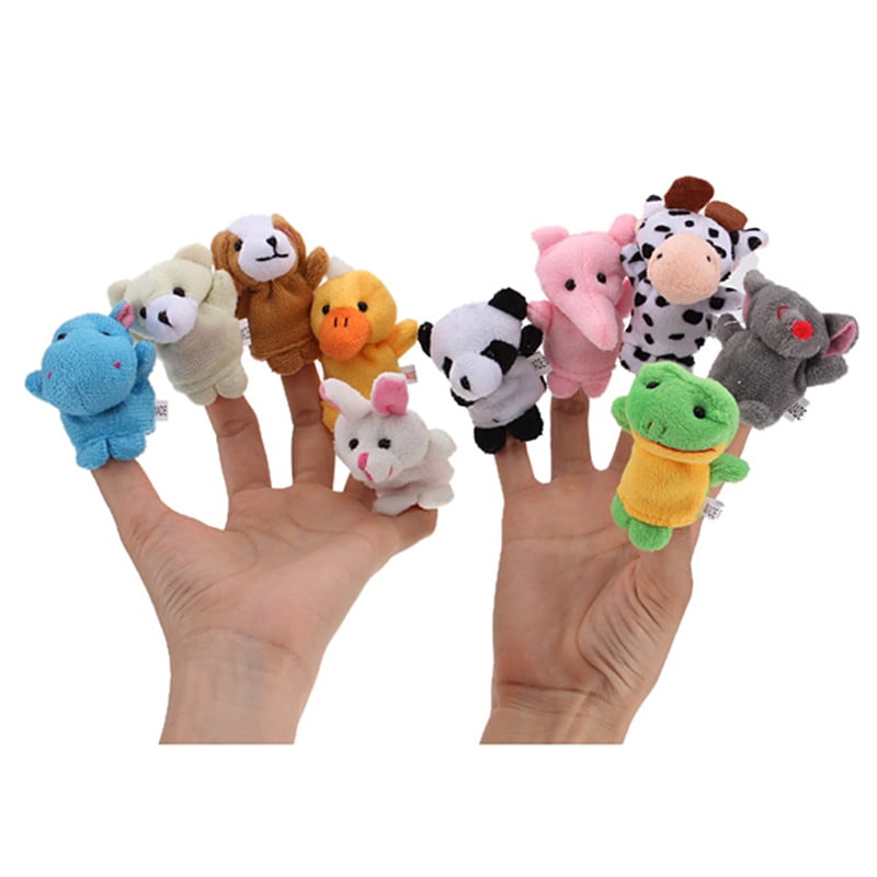 10 Plush Animals Puppets Finger Set For Kid Baby Early Education Toy Play Story 