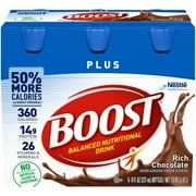 2 Pack - BOOST PLUS Nutritional Energy Drinks Chocolate 48 oz