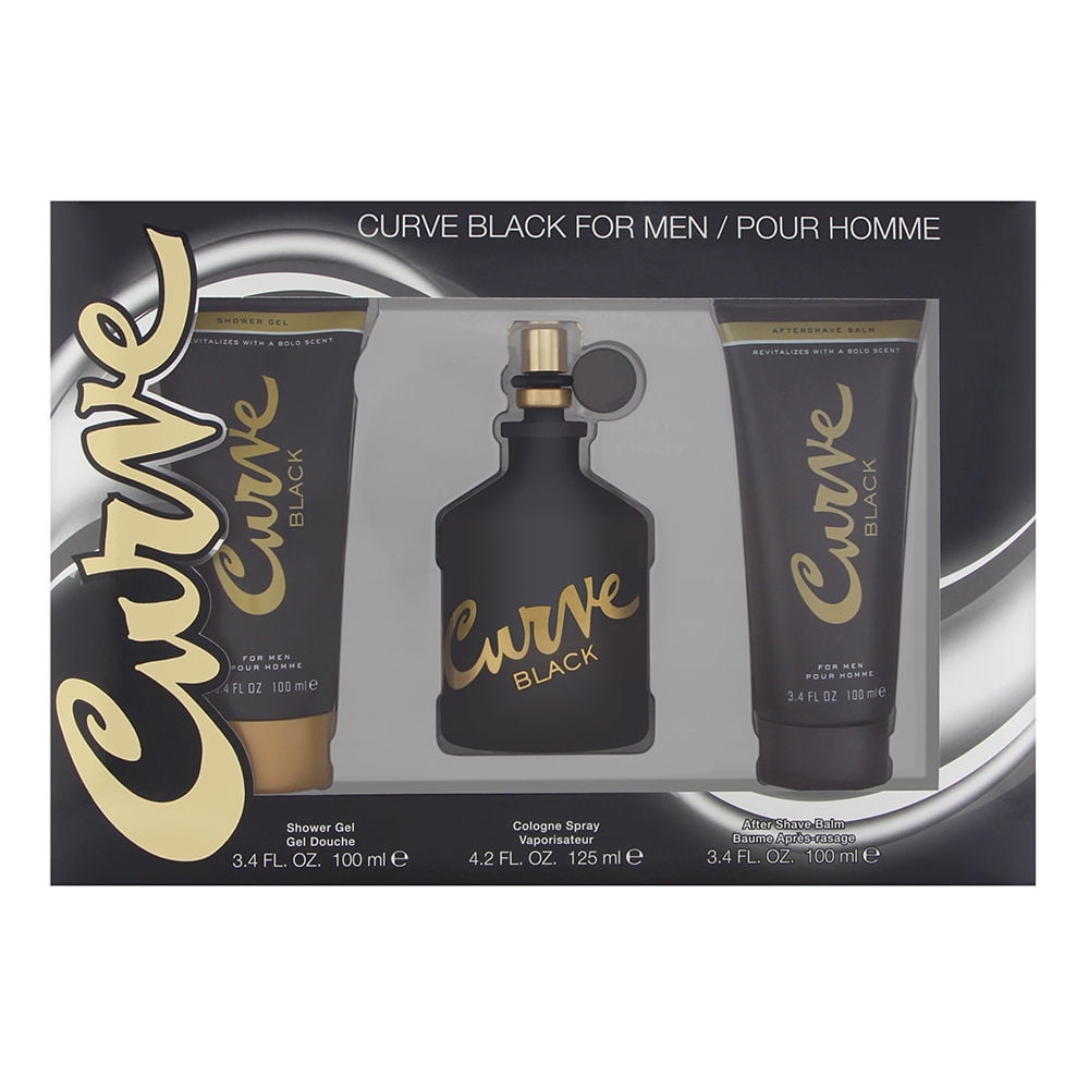 Curve Black by Liz Claiborne for Men 3 Piece Set Includes 4.2 oz Cologne Spray + 3.4 oz Skin