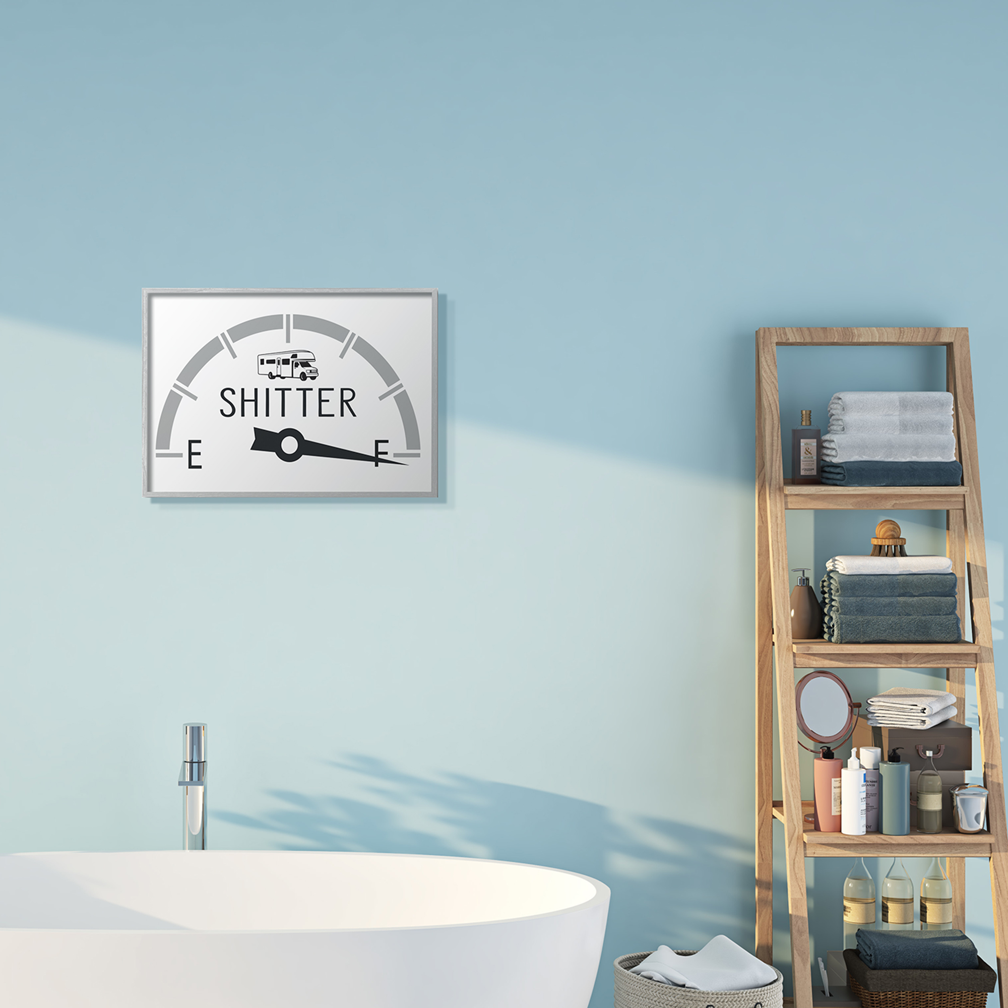 Stupell Industries Sassy Toilets Full Bathroom Humor RV Fuel Gauge,16 x 20,Designed by Lettered and Lined