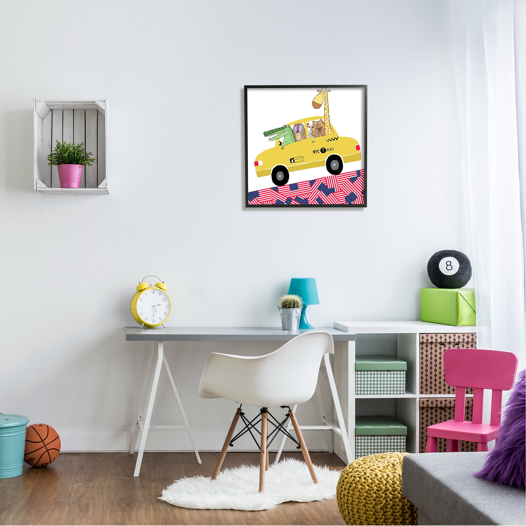 Stupell Industries Animals in NYC Taxi Animals & Insects Painting Black Framed Art Print Wall Art, 24 x 24
