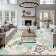 thumbnail image 4 of Ocean Coastal Area Rug 6x9 FT, Non Slip Living Room Throw Carpet, Vintage Sea Turtle Coral Shell Starfish Washable Soft Large Floor Carpet Non-Shedding Rug for Bedroom Dining Room Play Room, 4 of 9