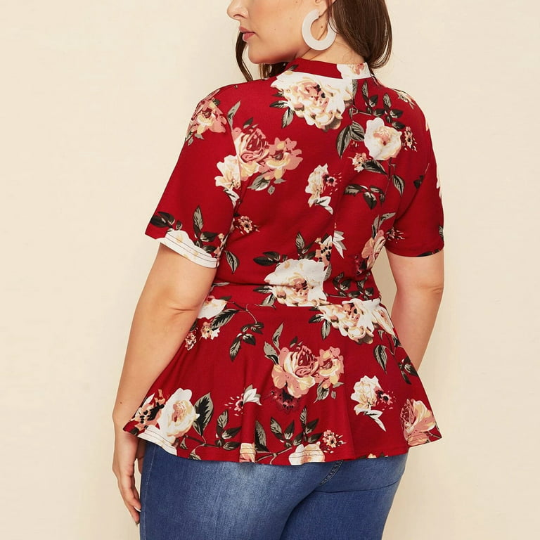 Cathalem Business Tops for Women plus Size Print Shirts Neck