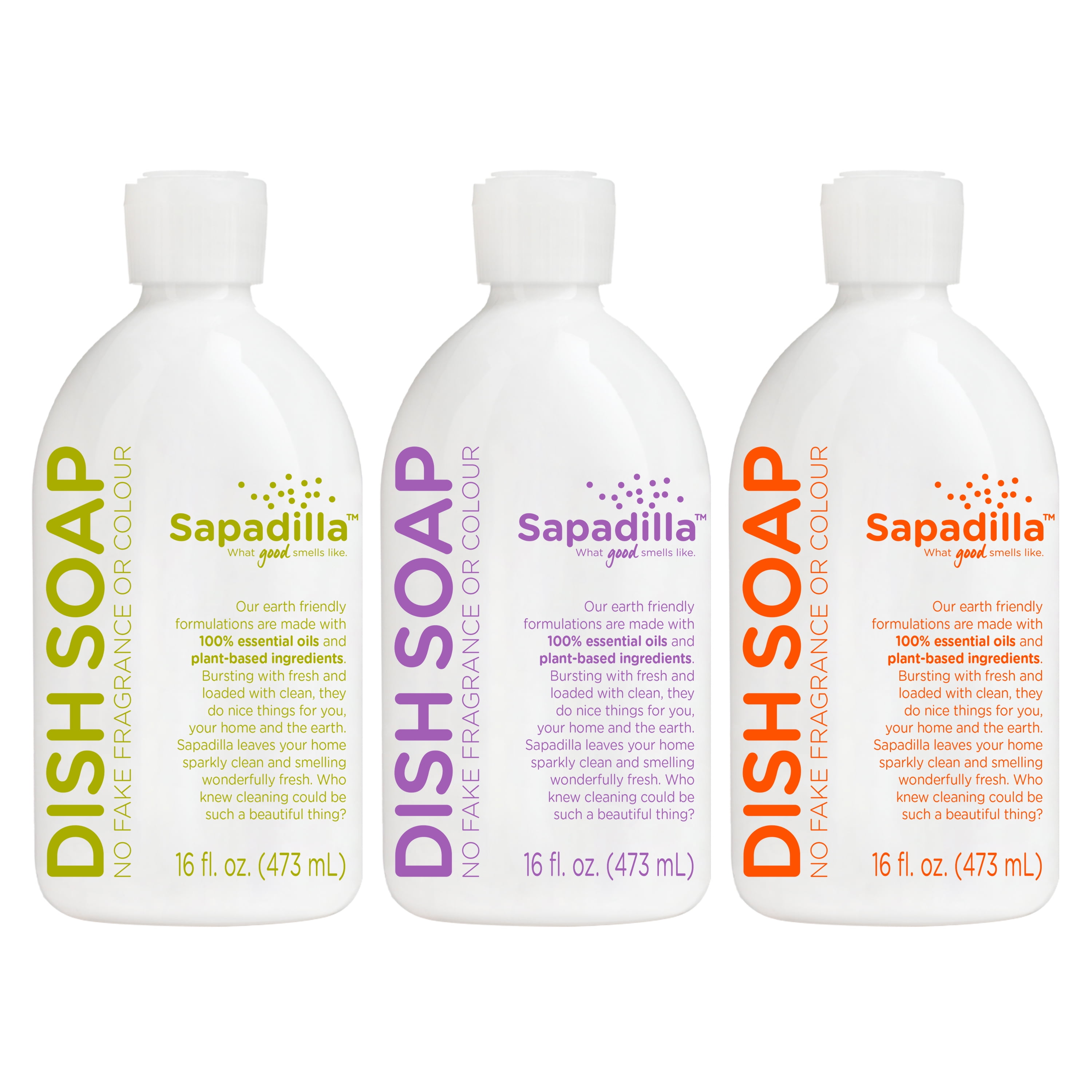 Sapadilla Liquid Dish Soap Three Scent Variety Made with 100 Pure Essential Oil Blends