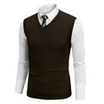 thumbnail image 2 of SAATLERI Mens Sweater Vest V Neck Knitted Sleeveless Pullovers Knitwear Vests Solid Plain Slim Fit All Match Sweater Tops, 2 of 6