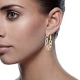 thumbnail image 2 of Gemini Women's Jewelry 18K Gold Filled Swarovski Zirconia Big Round Hoop Pierced Earring for Women Gifts Gm039, Size 4cm, Color: Yellow Gold, 2 of 4