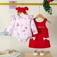 thumbnail image 7 of FUZHIQ Girl Outfit Festive Print Long Sleeve Bodysuit Corduroy Pinafore Dress Toddler Holiday Party Wear,Multicolour,12-18 Months, 7 of 7