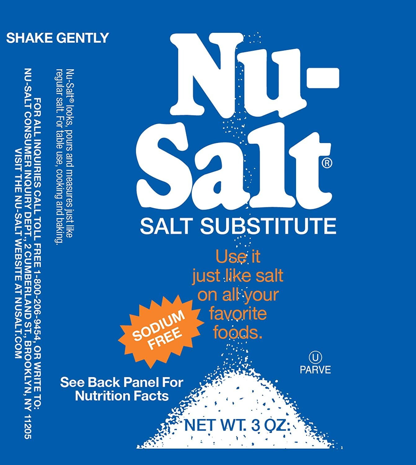 NuSalt Sodium Free Salt Substitute Table Salt Alternative 3oz (12 Pack)