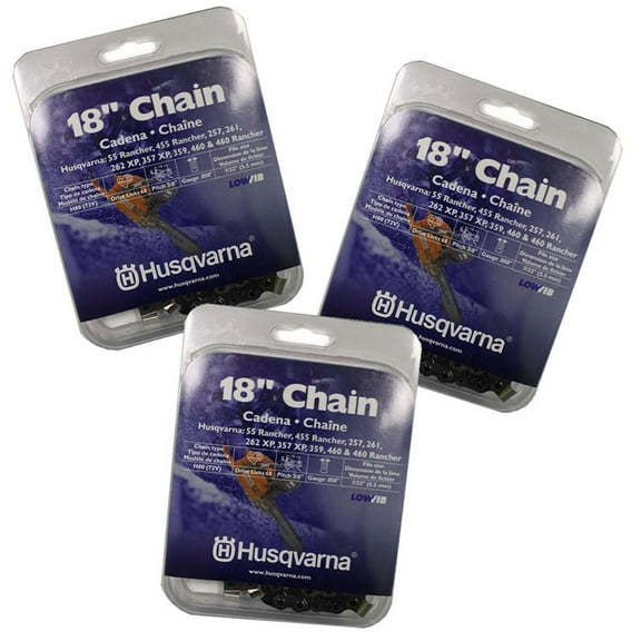 Husqvarna 8" Chainsaw Chain 3/8" Pitch .050" Gauge H80-68, 55 Rancher 257, 261 & Others (3 Pack) / 531300443, 608100607