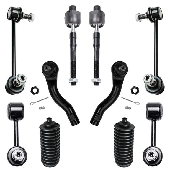 Detroit Axle - 10PC Front and Rear Sway Bars Inner Outer Tie Rods w/Rack Boots for 06-10 Ford Fusion - [2007-2009 Lincoln MKZ] - 2006 Lincoln Zephyr - [2006-2009 Mercury Milan]