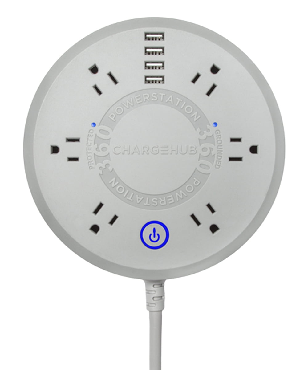 ChargeHub Powerstation 360 Surge Protector Power Strip Gray Walmart