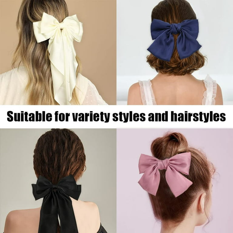 2pcs/set Women's Solid Color Hair Clips With Long Ribbon Suitable For Daily  Wear, Party, Shopping