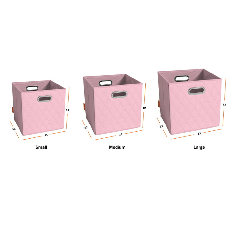 FH Group Jiaessentials 13 inch Leather Closet Organizers, 2pc Pink Storage Cube Bins with Air Freshener, Size: Large