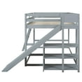 thumbnail image 3 of Bellemave Full Over Full Bunk Bed with Slide and Bookshelves, Solid Wood Full Size Floor Bunk Bed with Inclined Ladder, Bunk Loft Bed Frame for Teen (Grey), 3 of 8