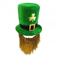 thumbnail image 6 of Segolike ' Leprechaun Top Hat with Brown Beard Shamrock Velvet Hat for Celebration Dress up Supplies Props Favors Hat Only, 6 of 8