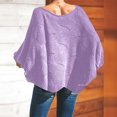 thumbnail image 6 of Women's Long Batwing Sleeve Sweater Solid Casual Oversized Crochet Knit Tops Purple M, 6 of 8
