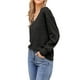 thumbnail image 4 of INSPIRAR CHIC Blusa de Mujer de Manga Larga con Cuello en V Ligera para Primavera y Otoño, Tops Casual M Negro, 4 of 6