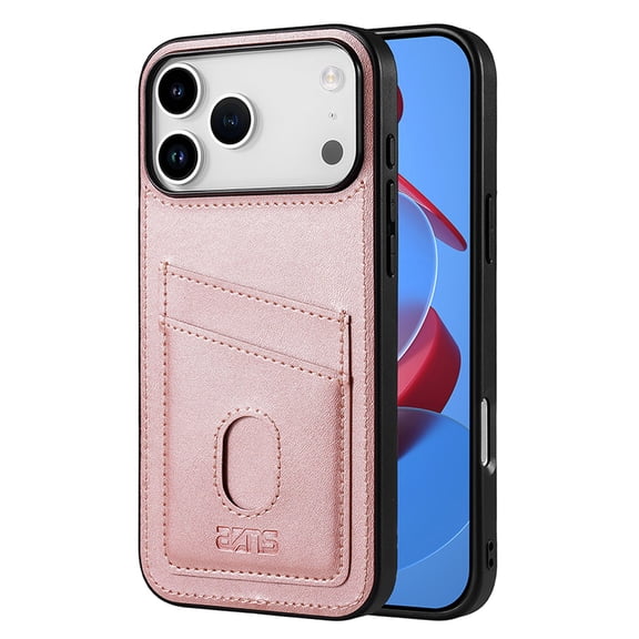 Corliven for iPhone 18 Pro Max Card Holder Case, PU Leather TPU Protective Cover with Camera Lens Protection, Pink