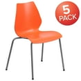 thumbnail image 3 of Flash Furniture 5 Pack HERCULES Series 770 lb. Capacity Orange Stack Chair with Lumbar Support and Silver Frame, 3 of 9