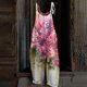 thumbnail image 1 of ICHUANYI Clearance Women's Casual Sleeveless Strap Floral Printed Spaghetti High Waist Wide Leg Jumpsuit Rompers(Pink, S) ICHUANYI WER2023081006949, 1 of 4