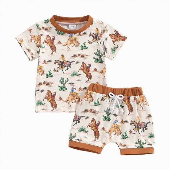 Toddler Clothes for Boys Baby Summer Set Kids Unisex Cow Printed Short Sleeve Basketball 18-24 Months 2t 3t 4t 5t 6t Outfit T-Shirt Tops & Shorts Sets 2-Piece