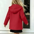 thumbnail image 4 of lcziwo Trench Coats for Girls Cute Button Down Mid Length Hooded Overcoat with Pockets Solid Color Long Sleeve Warm Outerwear Red,10-11Years, 4 of 10