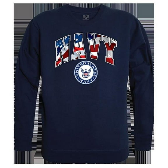 Rapid Dominance  USN Flag Letter Graphic Crewneck Sweatshirt, Navy - Extra Large