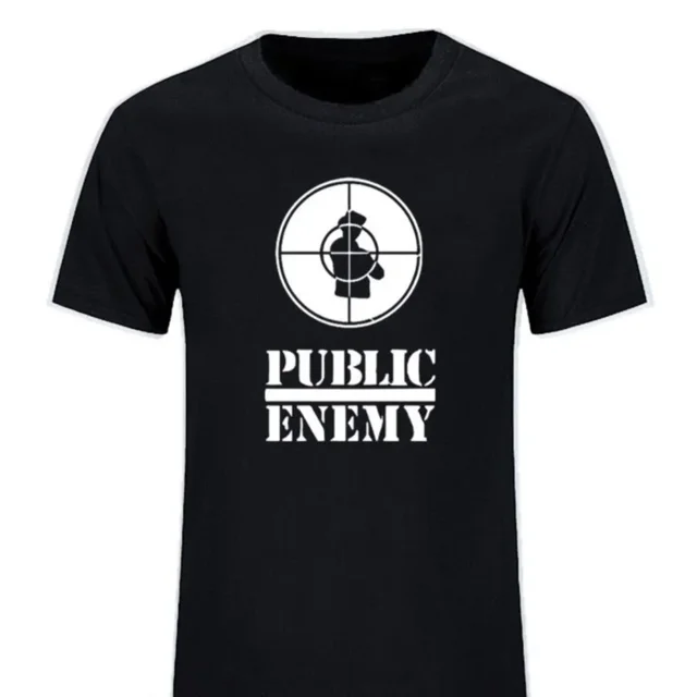 Camiseta divertida de estilo estadounidense de rap, Public Enemy, de algodón, con gráficos, informal, de música y talla grande.