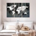 thumbnail image 2 of Elephant Stock White Paint Grunge World Map Wall Art - Horizontal Multi Panel Canvas - Living Room Wall Decor - Map Multi Panel - Black And Gray Decor - 50" x 32", 2 of 4