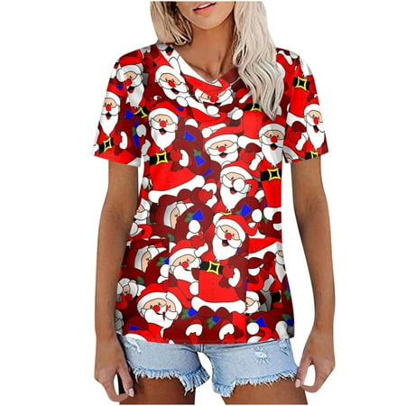 

Yyeselk Women s Working Uniform Shirts Short Sleeve V-Neck Tunic Tops Cute Cartoon Print Workwear Blouses Tee Nurse Scrubs Tops Blouses Pullover T-Shirts Tshirts Tee Shirt Red XXXXL