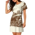 thumbnail image 2 of Honeii Train Print Women's Loose Short Sleeve Nightgown, Soft Cotton Sleepwear, Comfy Loose Fit Pajama Dress for Sleep and Lounge, 2 of 6