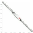 thumbnail image 3 of 14K Or Blanc Médical Forme de Diamant Doux Émail Rouge Lien d'Ancrage ID Bracelet, 3 of 3