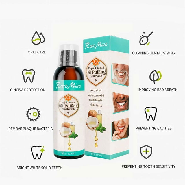 Enjuague bucal con aceite de púas que limpia la boca, elimina el mal aliento y blanquea los dientes (237 ml).