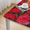 thumbnail image 5 of BANET Red Rose Floral Romantic Rose Flowers Nature Print Rectangle Table Cloth Wipeable Polyester Table Cover for Dining Room Kitchen Wedding Party Decor white, 5 of 8
