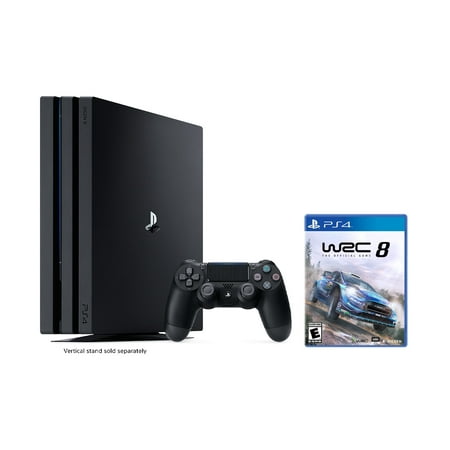 PlayStation 4 Pro 1TB Jet Black 4K HDR Gaming Console Bundle With WRC 8 - 2019 New PS4