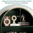 thumbnail image 5 of 74" Arched Bookcase, 5-Tier Tall Arch Bookshelf Arched Storage Cabinet with Open & Adjustable Shelves & Cross Door Metal Kitchen Pantry Display Cabinet for Home Office Black Green, 5 of 9