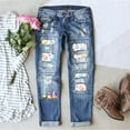 thumbnail image 2 of Women's Easter Jeans Print Distressed Casual Women's Denim Pants Blue XXXL, 2 of 6