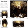 thumbnail image 4 of Black Queen Shower Curtain Set, Gold Ray Women Bahtroom Sets with Shower Curtain and Rugs, Toilet Lid Cover, Bath Mat, Waterproof Fabric Valentines Shower Curtains with Hooks, 4 of 6