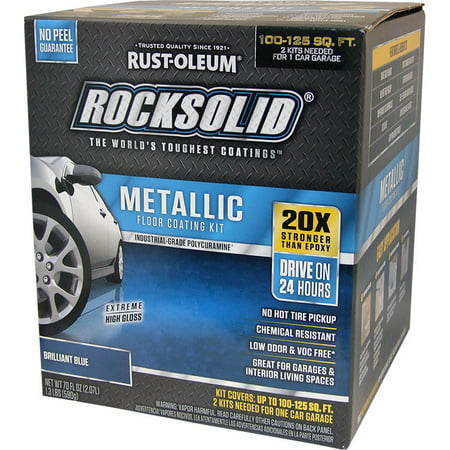 Rust-Oleum 299745 RockSolid Polycuramine Metallic Floor Coating Brilliant Blue 70oz Kit (need 2 for 1 Car