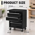 thumbnail image 3 of Memoryfield Rolling Tool Chest Cart with 4 Drawers, Wheels, Lockable Storage Cabinet & Hooks, Black, 3 of 8