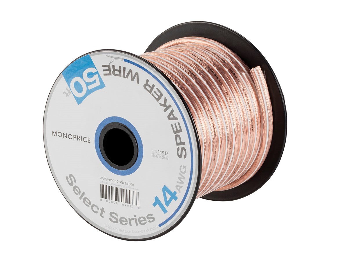 Monoprice Speaker Wire, Select, 2-Conductor, 14AWG, 50ft