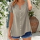 thumbnail image 1 of Craaazy Women's Relaxed Fit V Neck Blouse, Solid Color Short Sleeve Lace Trim Top, Loose Comfy Summer Tee for Work & Weekend Gifts, 1 of 9