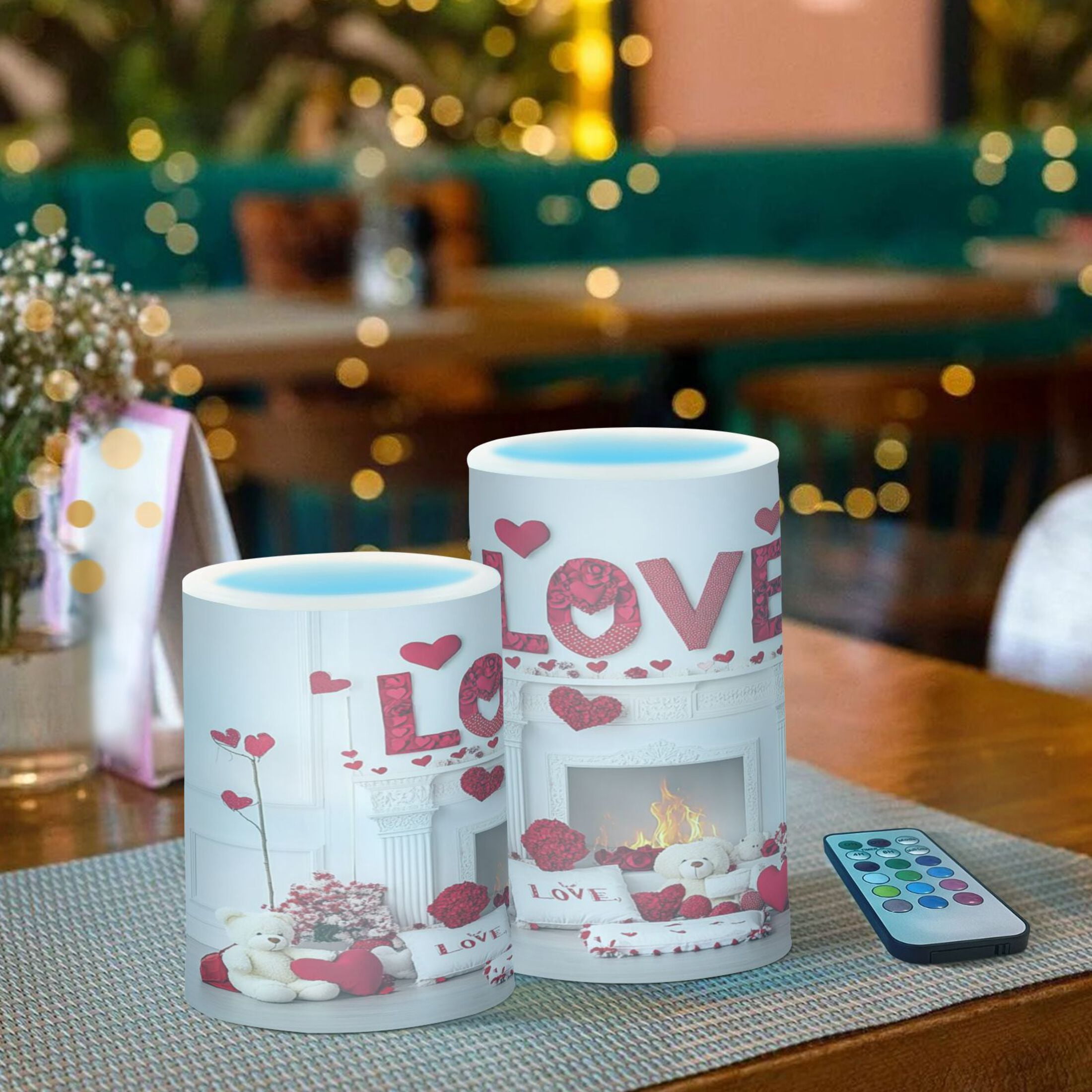 2 PCS Flameless Candles with Remote Timer LED Battery Operated Flickering Candle Light for Wedding Table Home Decoration Gifts Valentine's Day Decoration