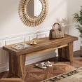 thumbnail image 6 of Tribesigns 55" Wood Entryway Bench, Farmhouse Long Entry Seat for Hallway, Dark Brown, 6 of 7