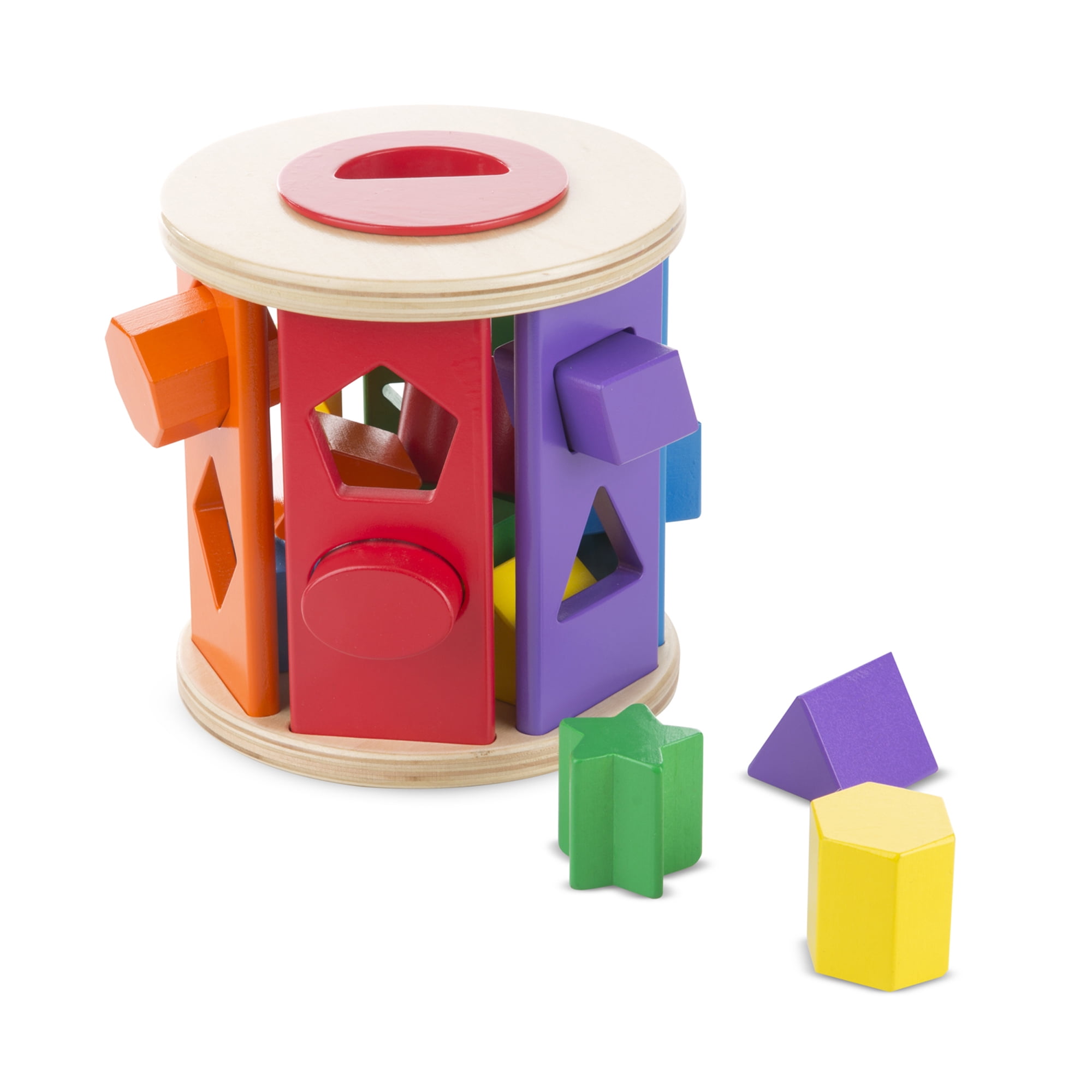 Melissa & Doug Classic Wooden Toy Match and Roll Shape Sorter 